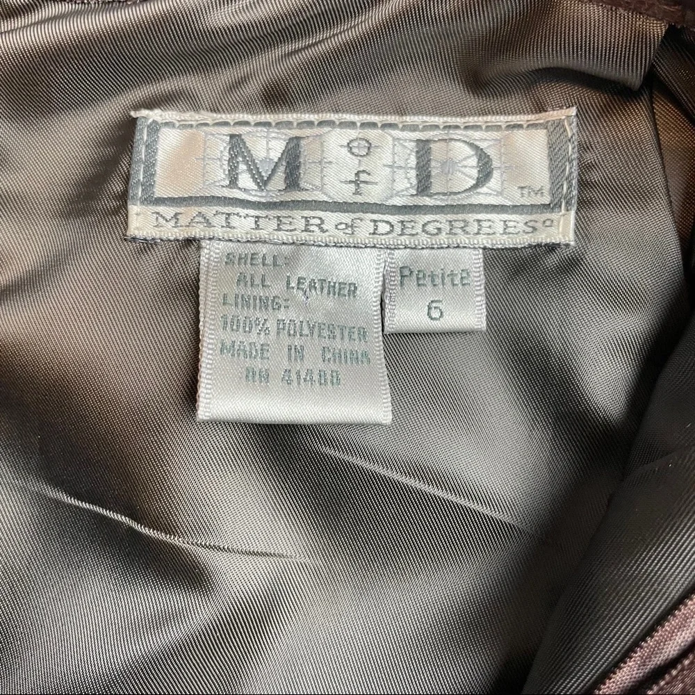Matters of Degrees 100% Leather Brown Lined Skirt